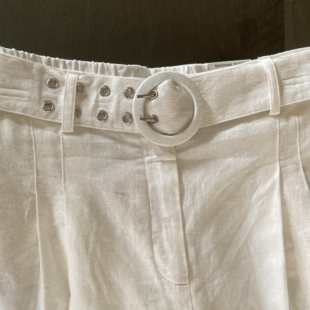 I.N.C. LINEN BLEND HIGH RISE WIDE LEG PANTS. WHITE - Picture 3 of 14